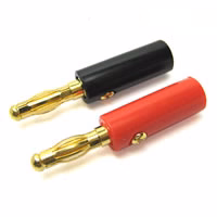 Bananstik 4 mm, sort og rød (2 par)