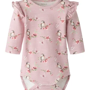 Name It Baby - Nbfbetty LS Flæse Body / Dawn Pink/Fugle