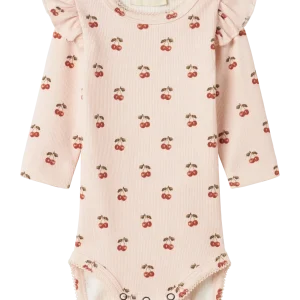 Lil’ Atelier - Baby Langærmet Body - Nbflavo Eve Noos - Silver Peony/Kirsebærprint