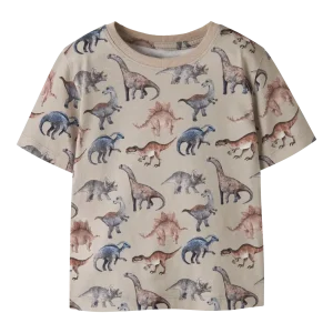 Name It T-shirt - Nmmhimus SS Nreg - Pure Cashmere/Dino