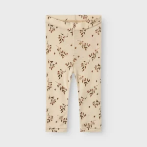 Lil 'Atelier Uld Leggings - Nimo Slim AOP - Sandshell / Blomster