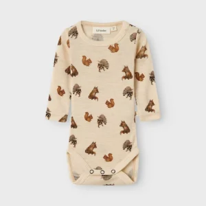 Lil 'Atelier - Nimo Langærmet Slim Uld Body AOP - Sandshell / Ræv