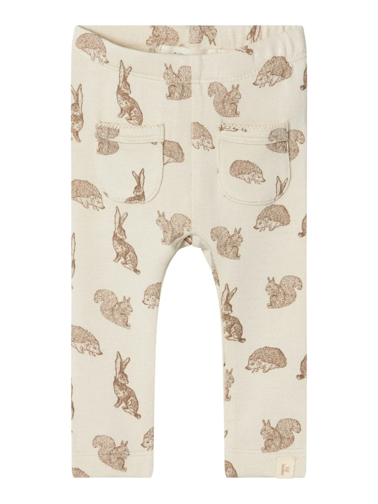 Lil' Atelier Leggings - NBFSaba - Turtledove/Dyreprint