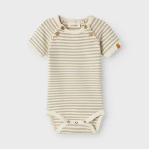 Lil 'Atelier - Geo Fon Kortærmet Body - Moss Gray