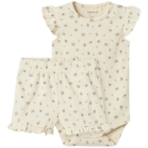 Name It Bodysæt - Nbfjannis - Bleached Sand/Blomsterprint