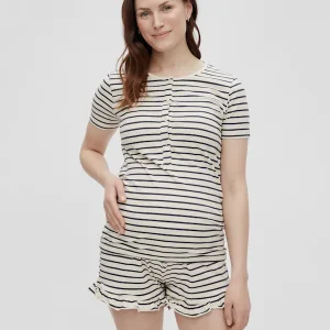 Mamalicious - Nadine Lia s/s Jersey Top - Whitecap Gray Y/D Parisian Night