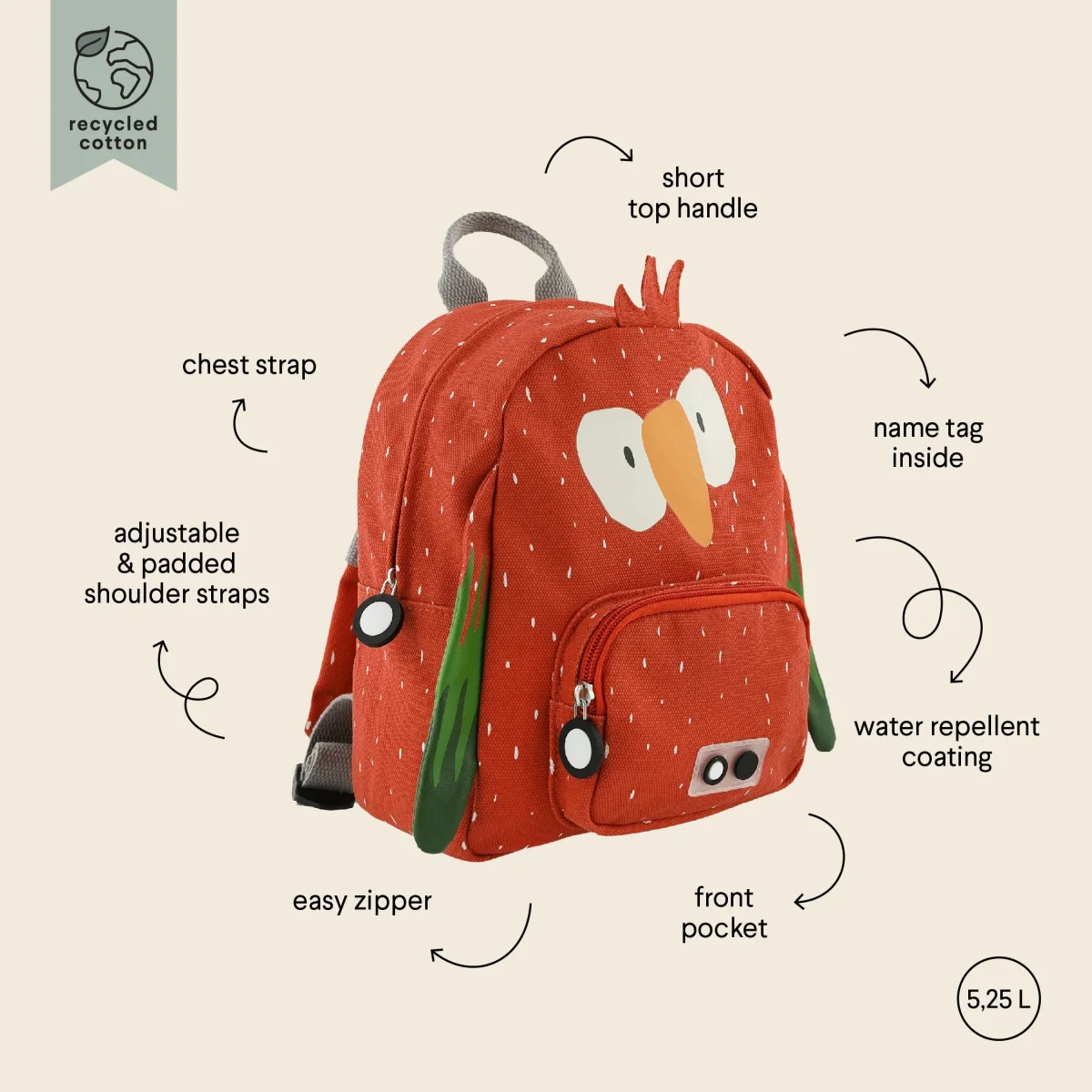 Skoletaske - Mr. Parrot - Billede 7