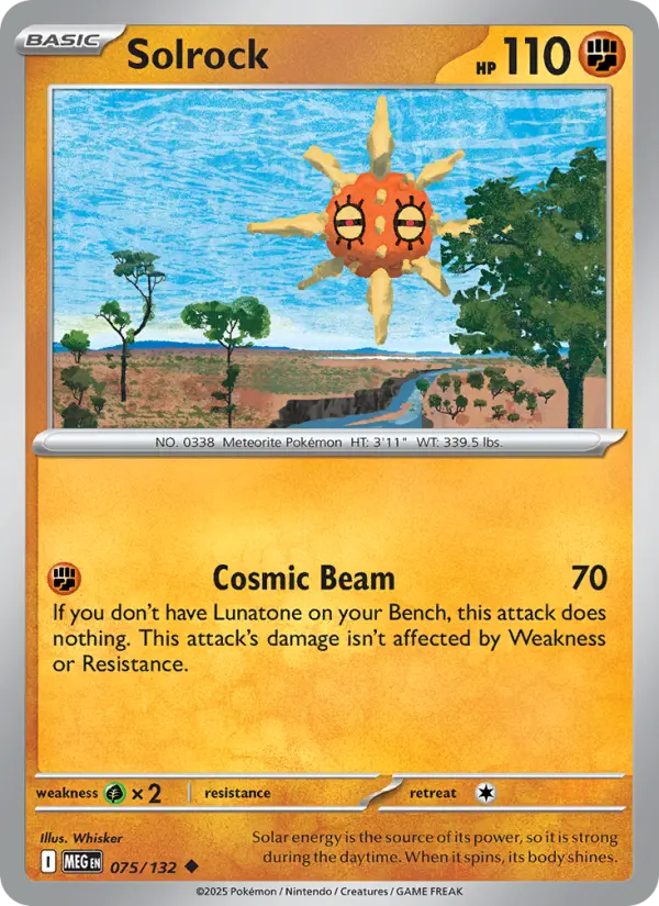 Solrock (PLAY! Stamped) – 075/132 (Mega Evolution) · Uncommon · Near Mint - Billede 2
