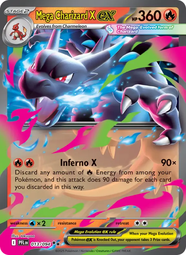 Mega Charizard X ex – 013/094 (Phantasmal Flames) · Double Rare · Near Mint - Billede 2