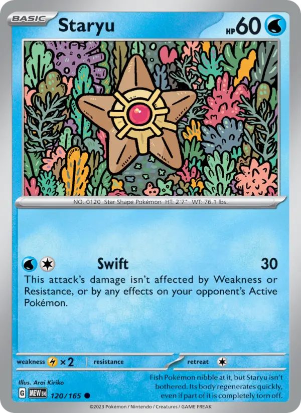 Staryu (Reverse Holo) – 120/165 (151) · Common · Lightly Played